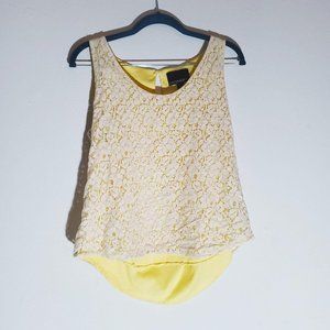 Cynthia Rowley Floral Yellow off White Top M